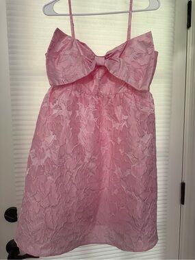 Day & Moon Pink Floral Textured Bow Sundress